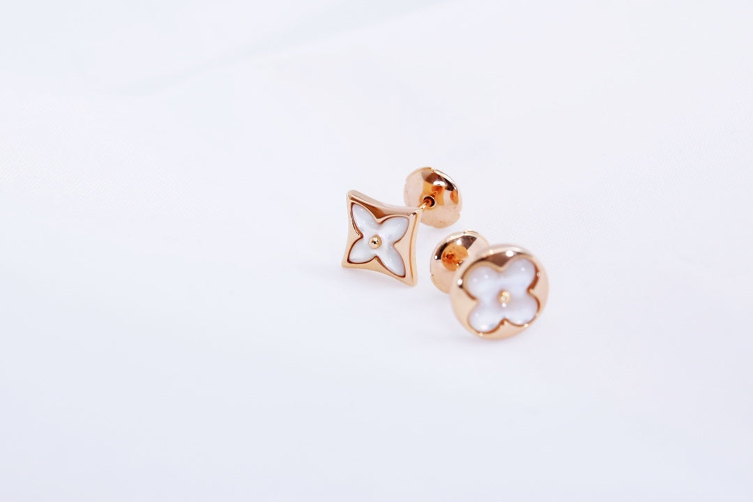 [Ornora Jewelry]STAR AND SUN PINK GOLD MOP STUD EARRINGS