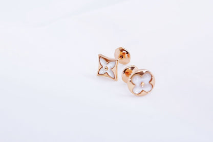 [Ornora Jewelry]STAR AND SUN PINK GOLD MOP STUD EARRINGS