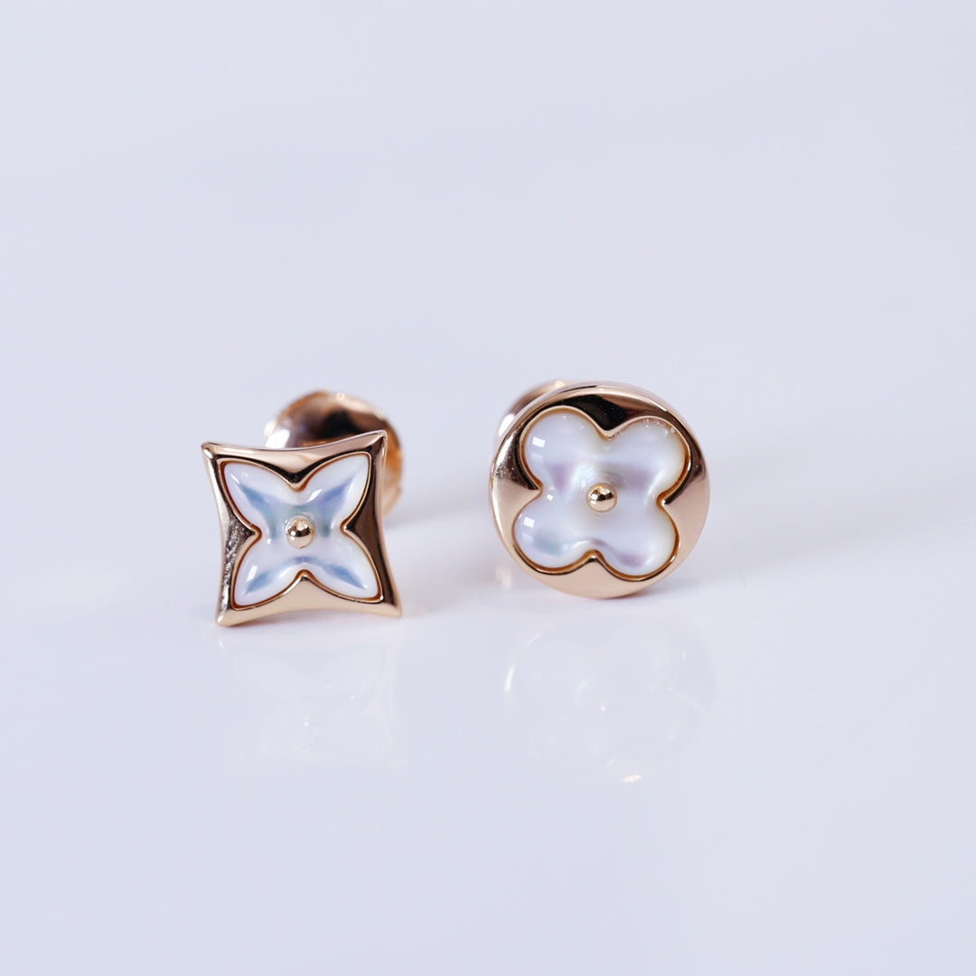 [Ornora Jewelry]STAR AND SUN PINK GOLD MOP STUD EARRINGS
