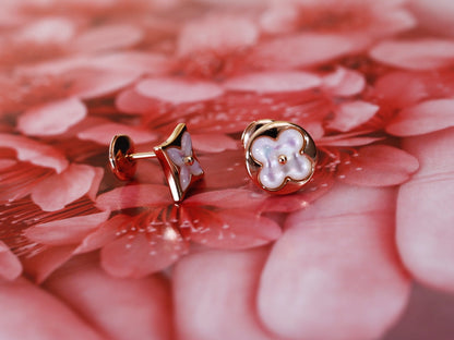[Ornora Jewelry]STAR AND SUN PINK GOLD MOP STUD EARRINGS