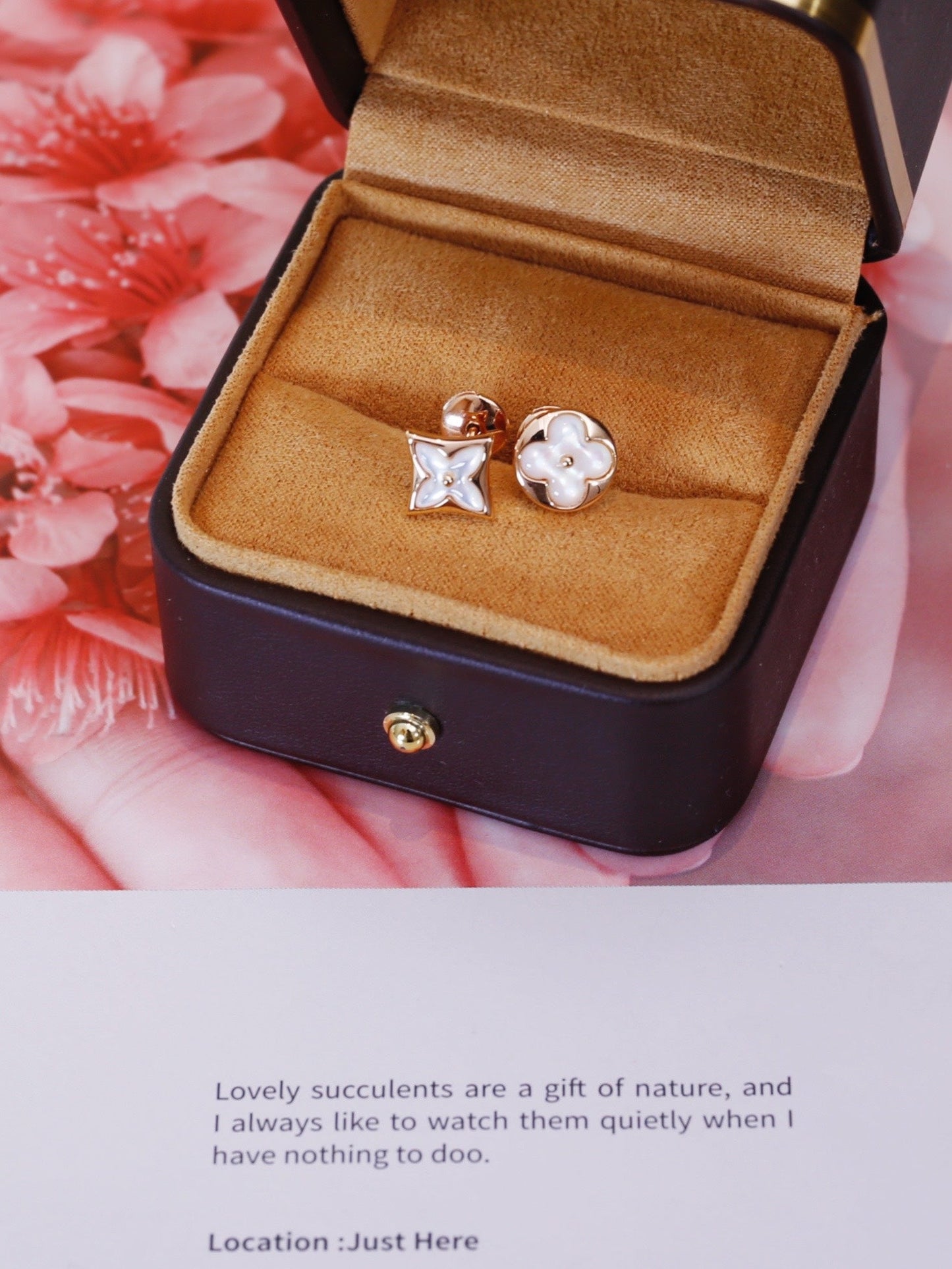[Ornora Jewelry]STAR AND SUN PINK GOLD MOP STUD EARRINGS