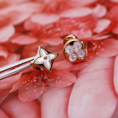 [Ornora Jewelry]STAR AND SUN PINK GOLD MOP STUD EARRINGS