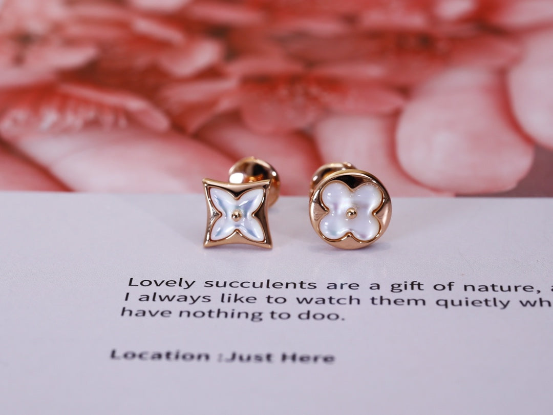 [Ornora Jewelry]STAR AND SUN PINK GOLD MOP STUD EARRINGS