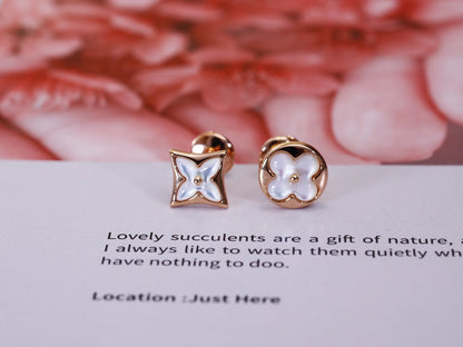 [Ornora Jewelry]STAR AND SUN PINK GOLD MOP STUD EARRINGS