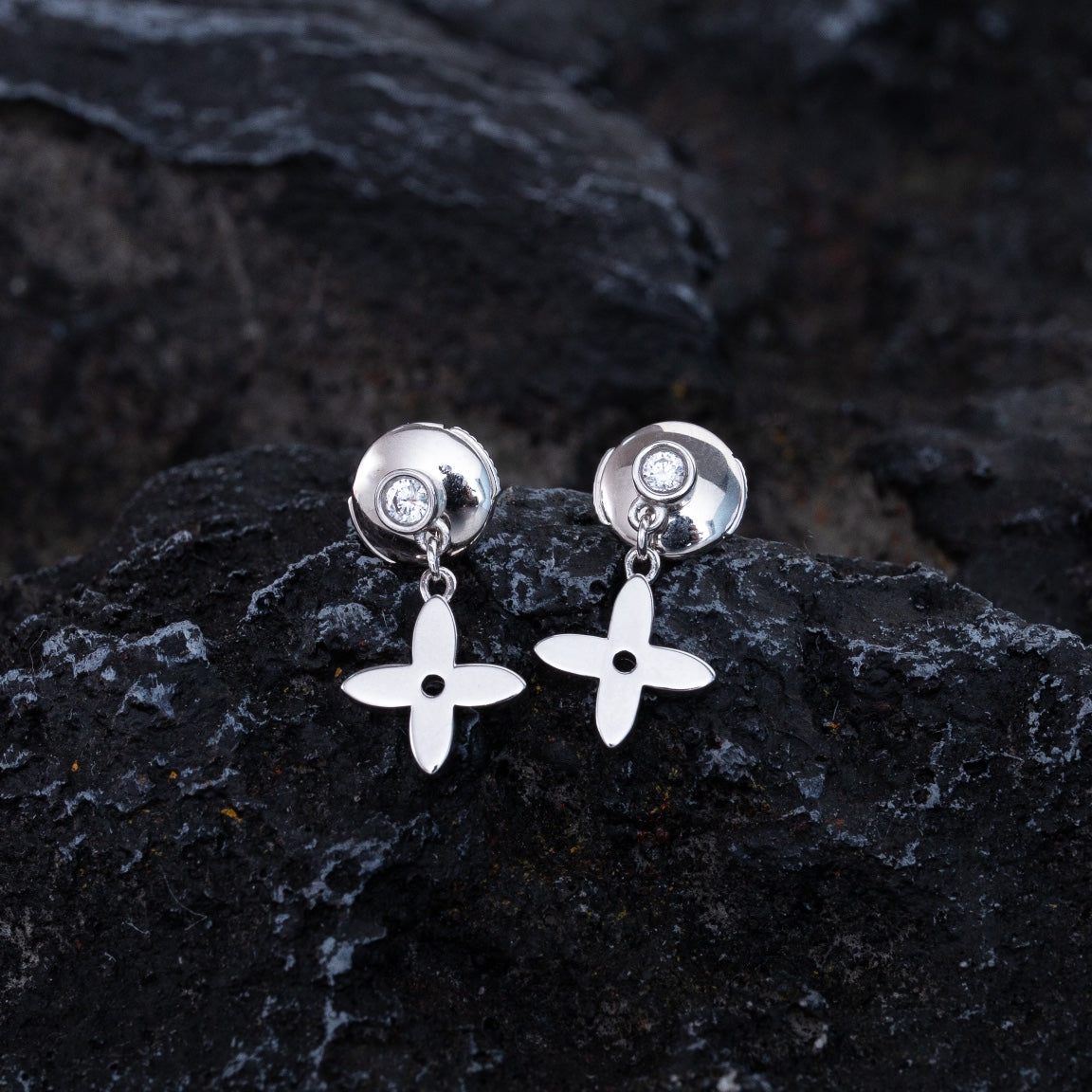 [Ornora Jewelry]VIDYLLE SILVER DIAMOND MINI DROP EARRINGS