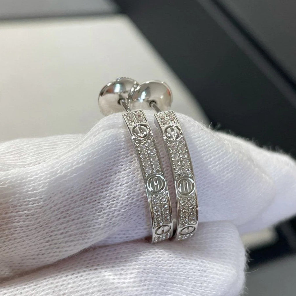 [Ornora Jewelry]LOVE EARRINGS 3.6MM DIAMOND PAVED