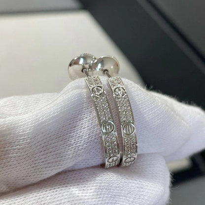 [Ornora Jewelry]LOVE EARRINGS 3.6MM DIAMOND PAVED