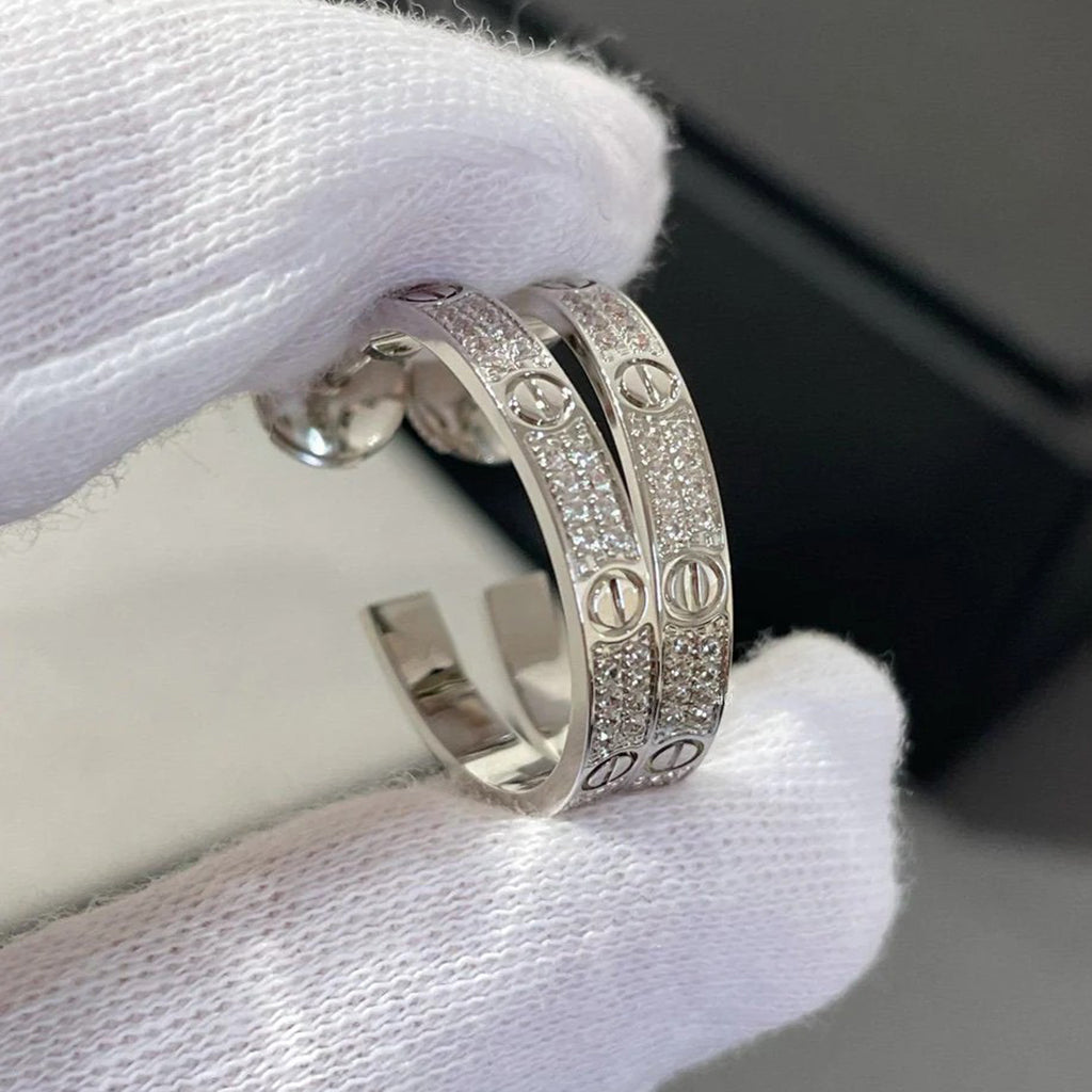 [Ornora Jewelry]LOVE EARRINGS 3.6MM DIAMOND PAVED