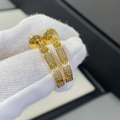 [Ornora Jewelry]LOVE EARRINGS 3.6MM DIAMOND PAVED