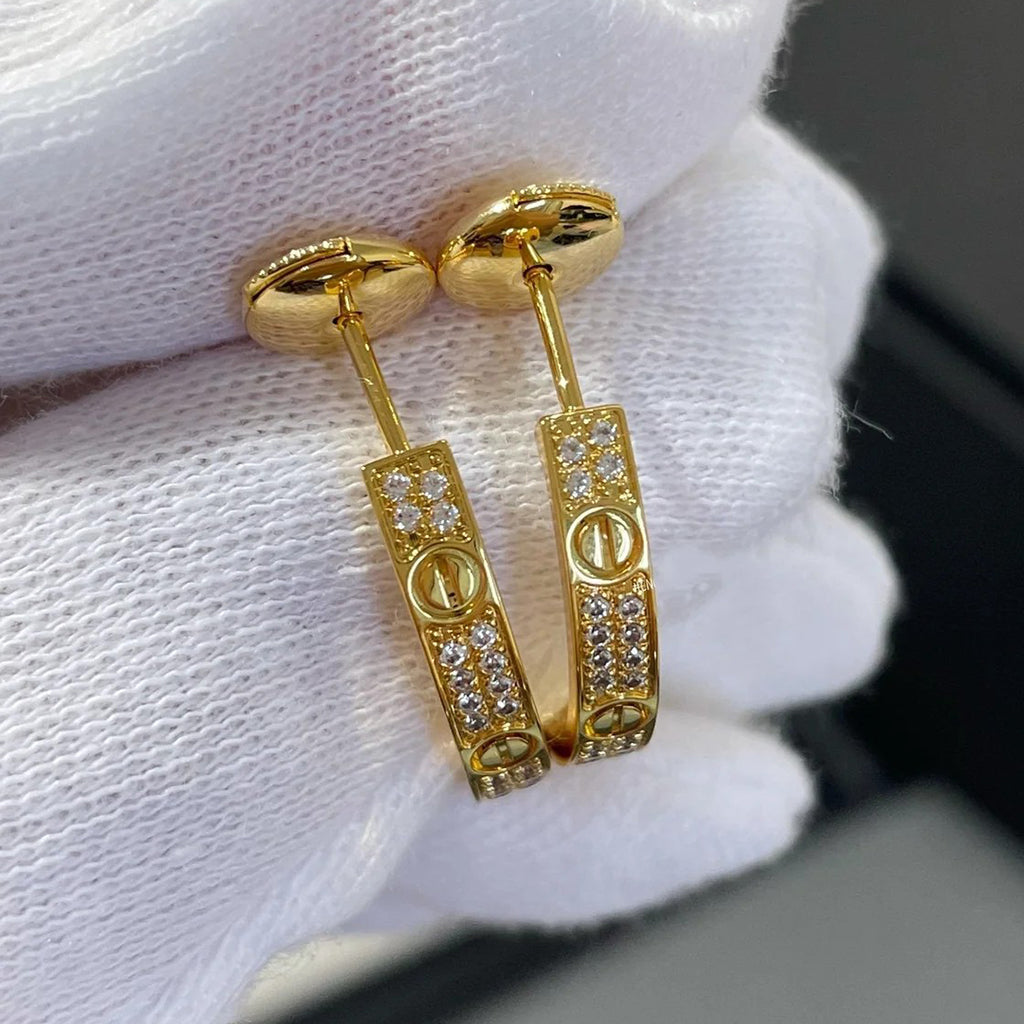 [Ornora Jewelry]LOVE EARRINGS 3.6MM DIAMOND PAVED