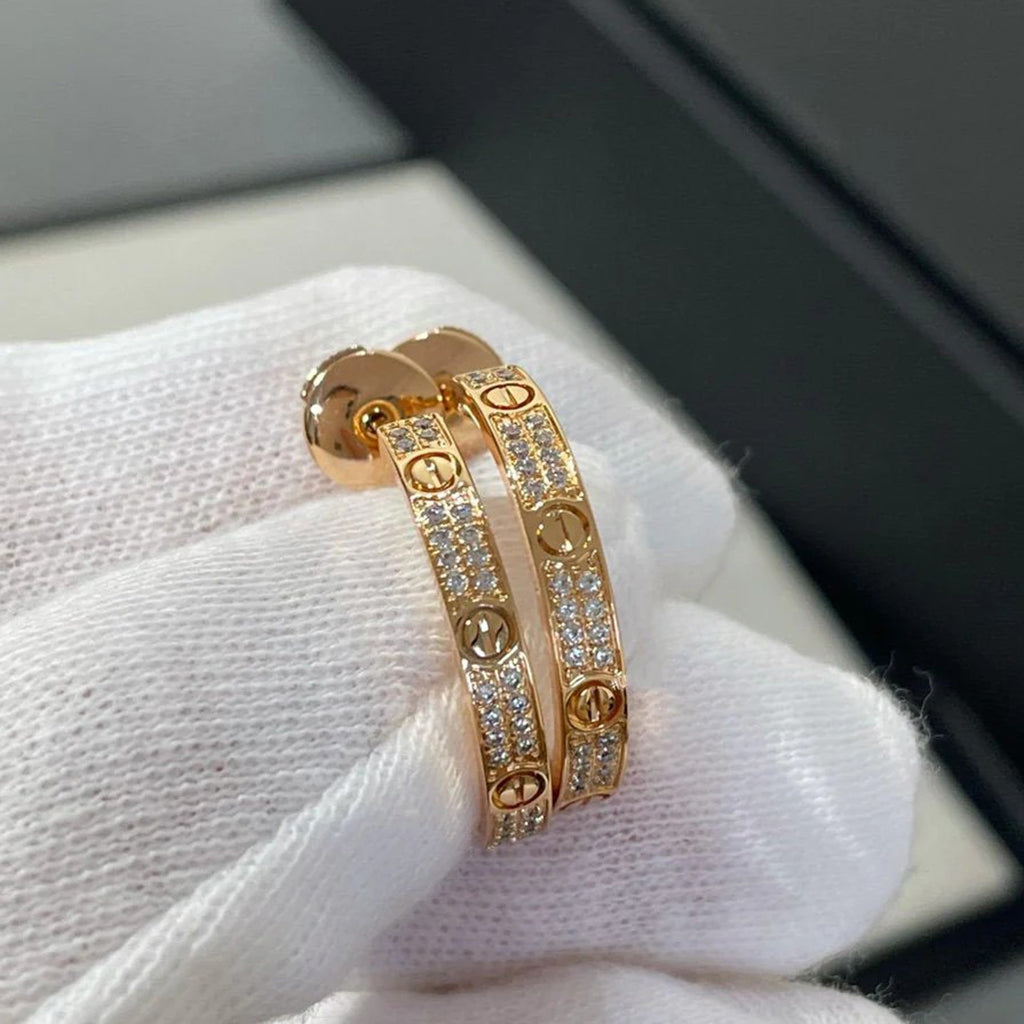 [Ornora Jewelry]LOVE EARRINGS 3.6MM DIAMOND PAVED