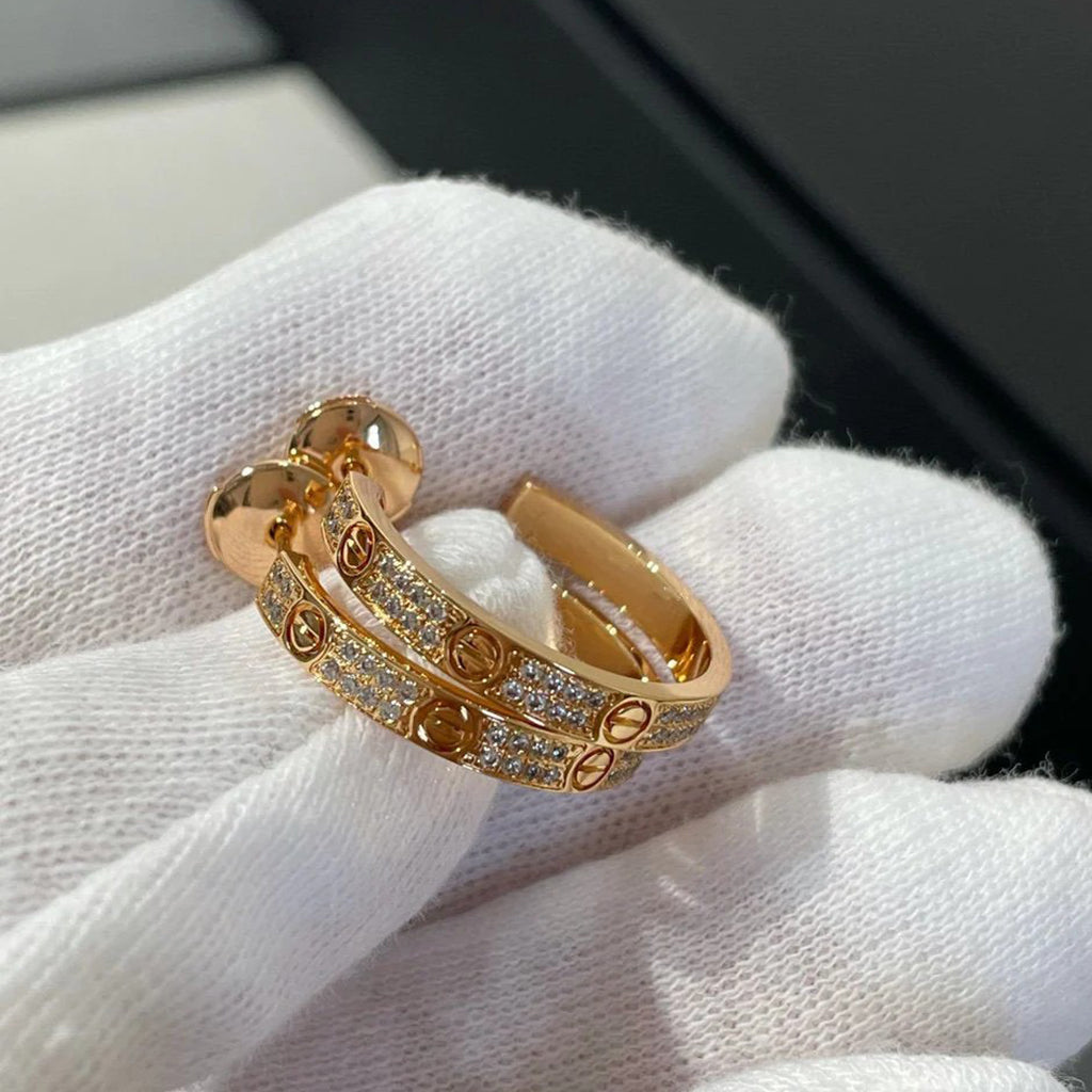 [Ornora Jewelry]LOVE EARRINGS 3.6MM DIAMOND PAVED