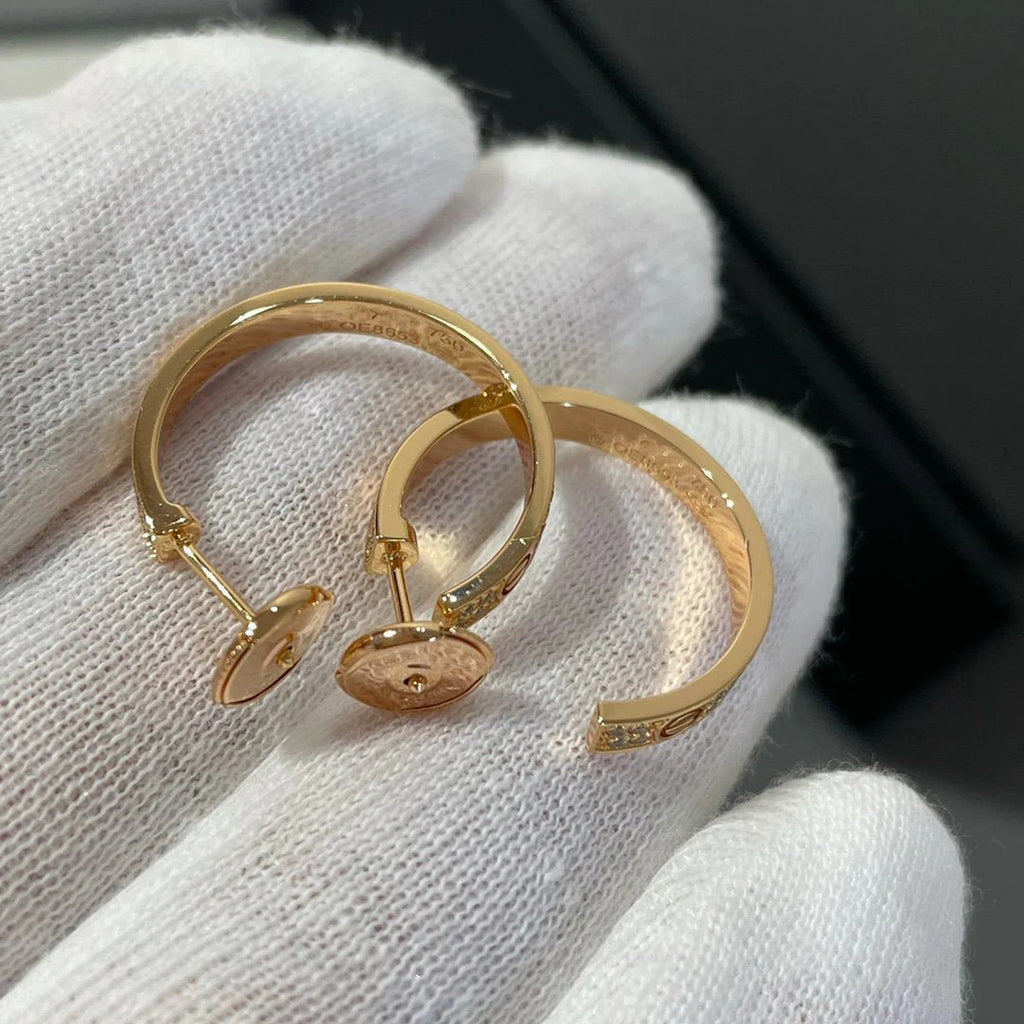 [Ornora Jewelry]LOVE EARRINGS 3.6MM DIAMOND PAVED