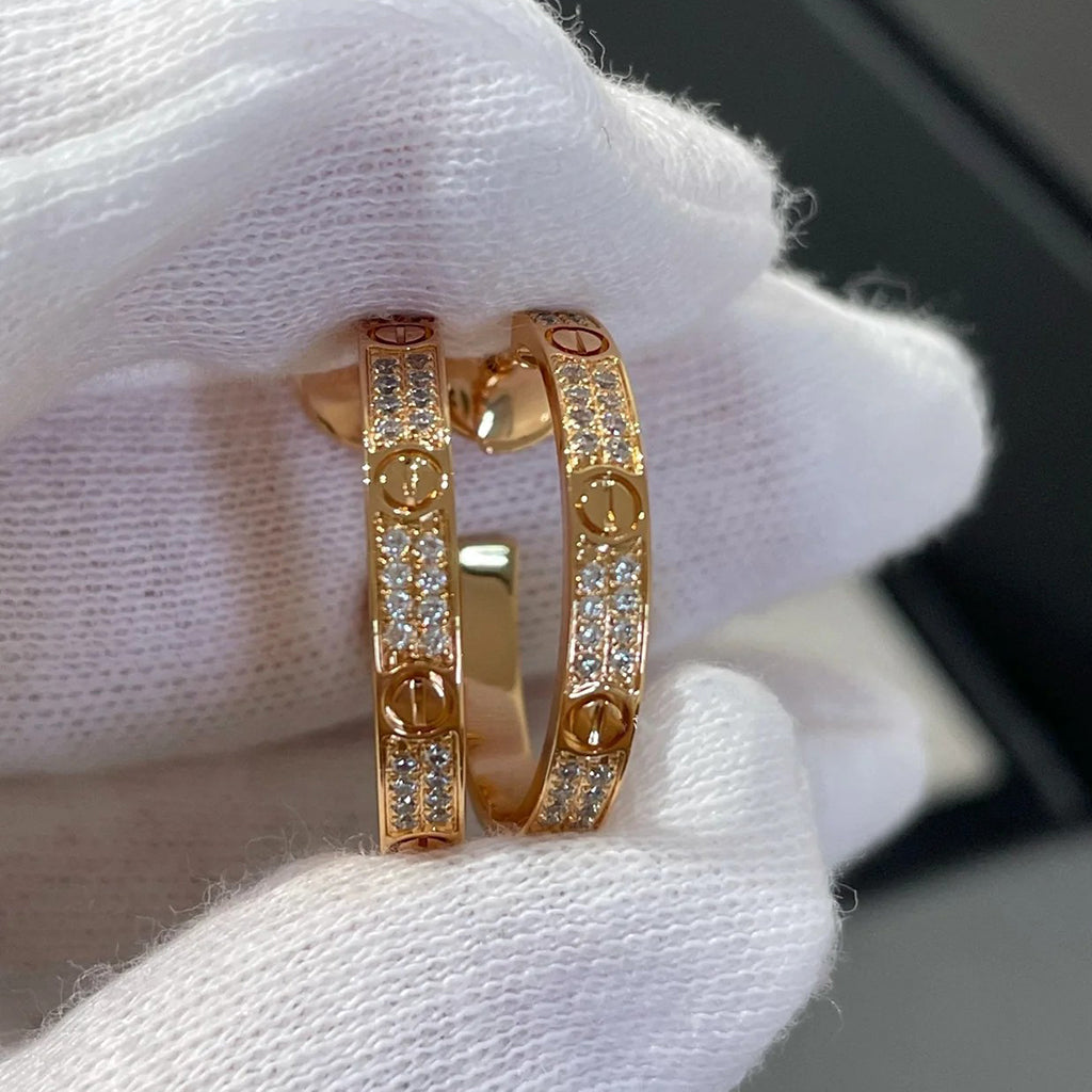 [Ornora Jewelry]LOVE EARRINGS 3.6MM DIAMOND PAVED