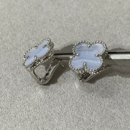 [Ornora Jewelry]CLOVER CHALCEDONY SILVER STUD EARRINGS