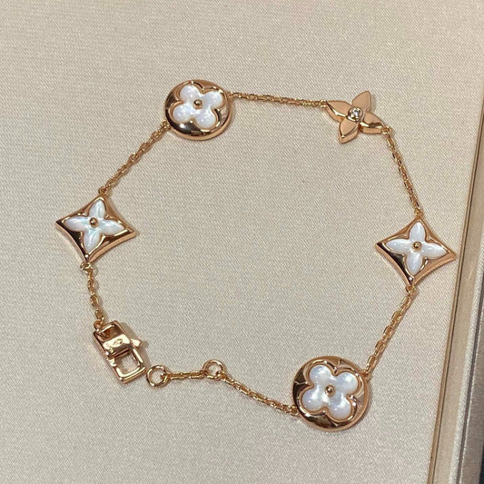 [Ornora Jewelry]STAR AND SUN 5 MOTIF MOP PINK GOLD BRACELET