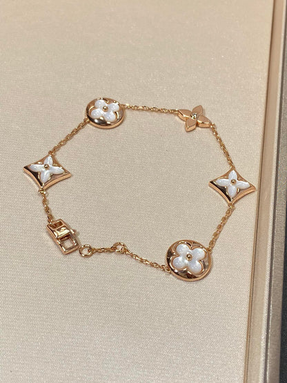 [Ornora Jewelry]STAR AND SUN 5 MOTIF MOP PINK GOLD BRACELET