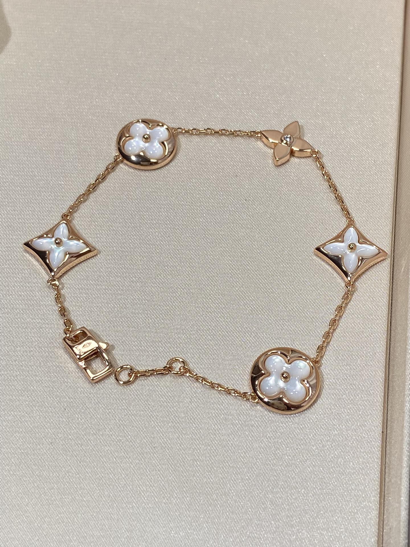 [Ornora Jewelry]STAR AND SUN 5 MOTIF MOP PINK GOLD BRACELET