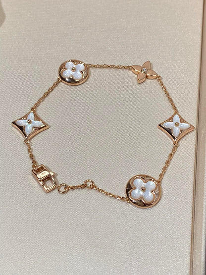 [Ornora Jewelry]STAR AND SUN 5 MOTIF MOP PINK GOLD BRACELET
