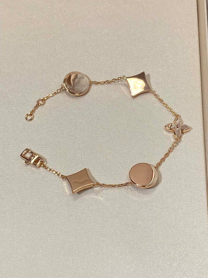 [Ornora Jewelry]STAR AND SUN 5 MOTIF MOP PINK GOLD BRACELET
