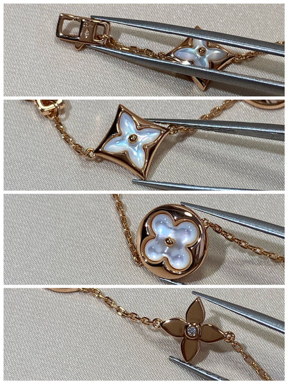 [Ornora Jewelry]STAR AND SUN 5 MOTIF MOP PINK GOLD BRACELET
