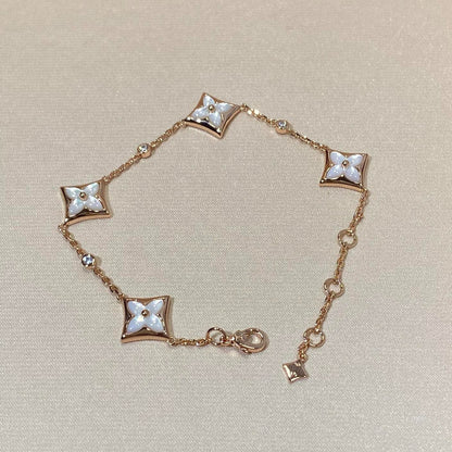 [Ornora Jewelry]STAR 4 MOTIF MOP DIAMOND PINK GOLD BRACELET
