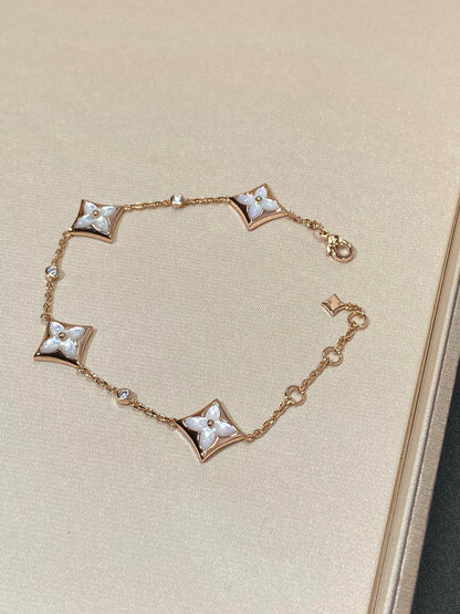 [Ornora Jewelry]STAR 4 MOTIF MOP DIAMOND PINK GOLD BRACELET