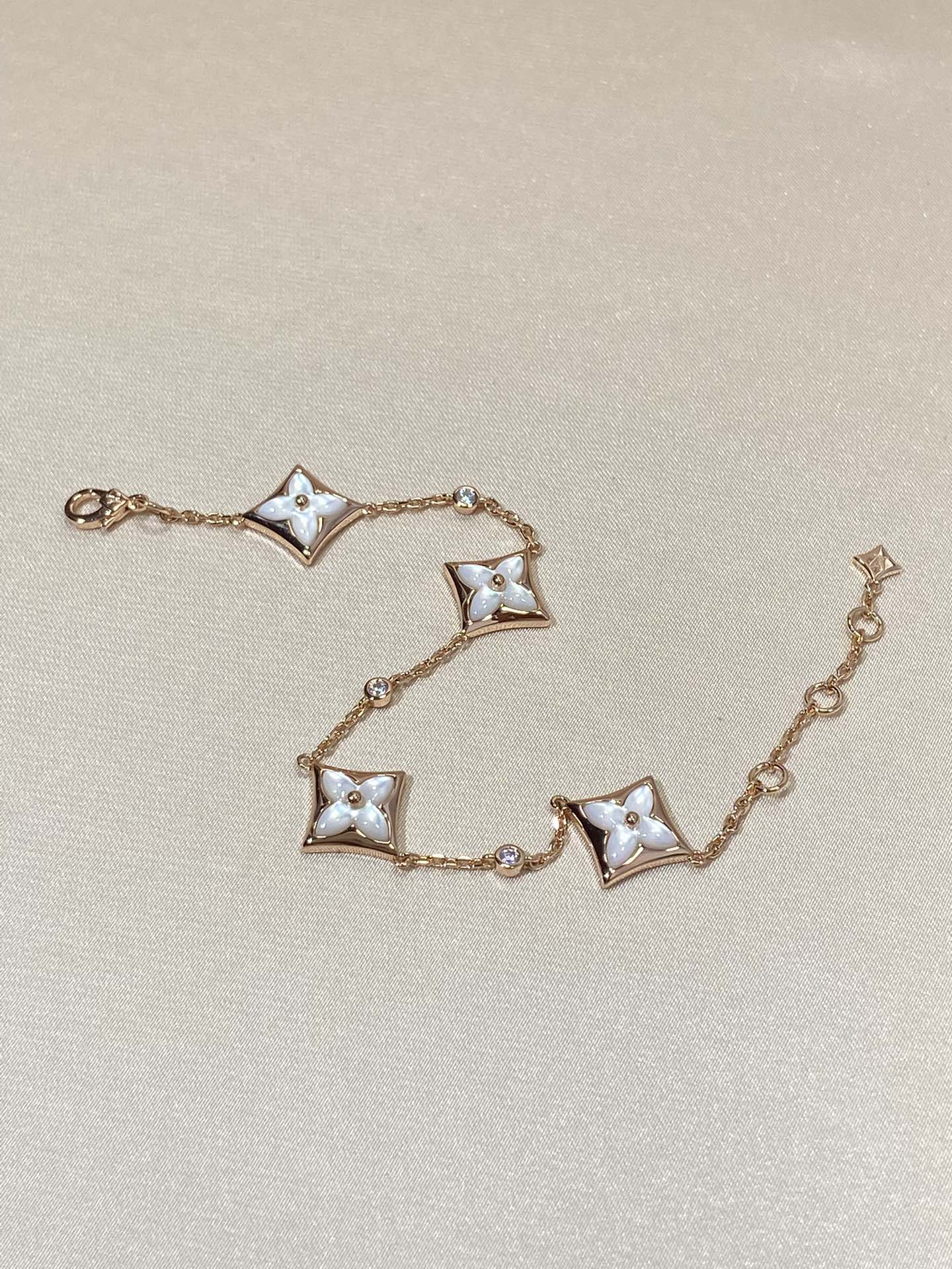 [Ornora Jewelry]STAR 4 MOTIF MOP DIAMOND PINK GOLD BRACELET