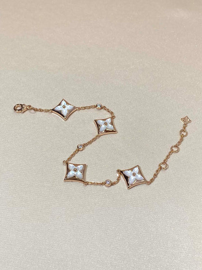 [Ornora Jewelry]STAR 4 MOTIF MOP DIAMOND PINK GOLD BRACELET