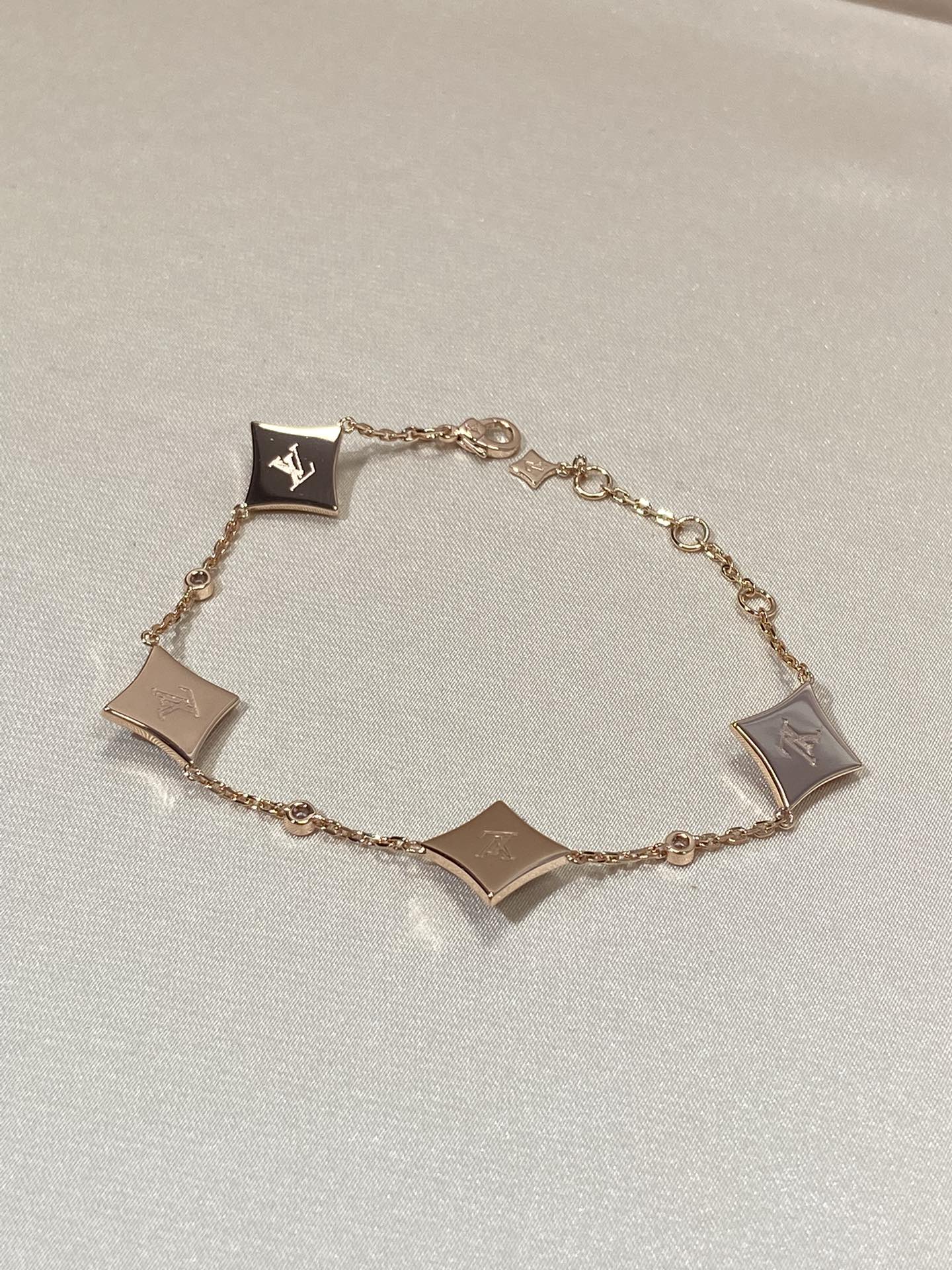 [Ornora Jewelry]STAR 4 MOTIF MOP DIAMOND PINK GOLD BRACELET