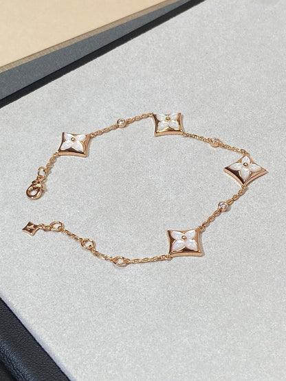 [Ornora Jewelry]STAR 4 MOTIF MOP DIAMOND PINK GOLD BRACELET