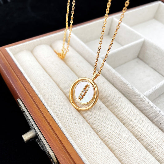[Ornora Jewelry]LUCKY MOVE MOP PINK GOLD NECKLACE