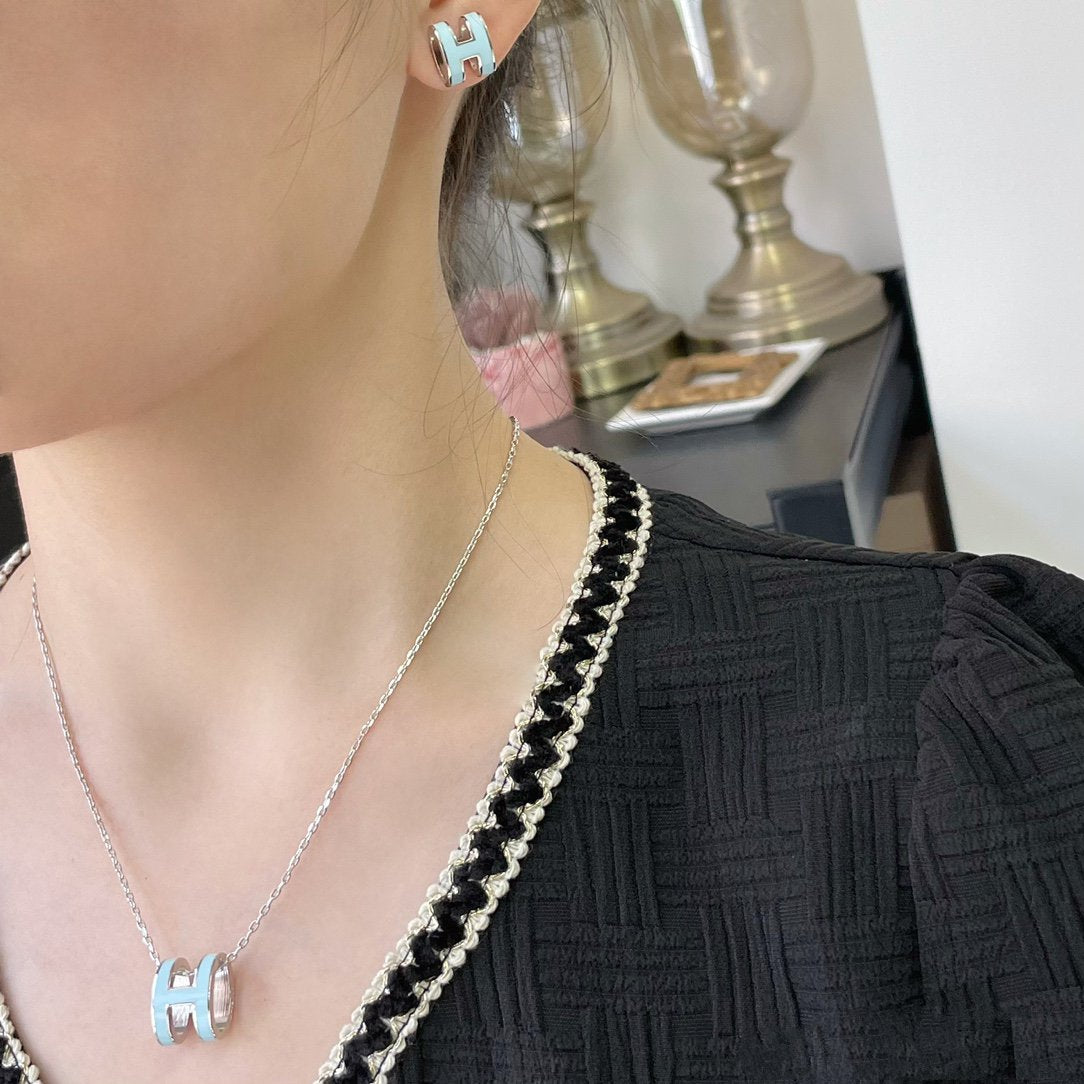 [Ornora Jewelry]POP H SKY BLUE NECKLACE