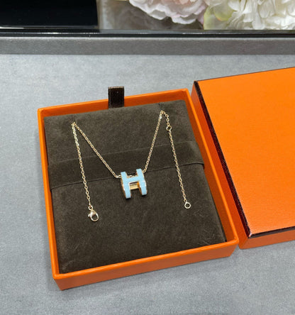 [Ornora Jewelry]POP H SKY BLUE NECKLACE