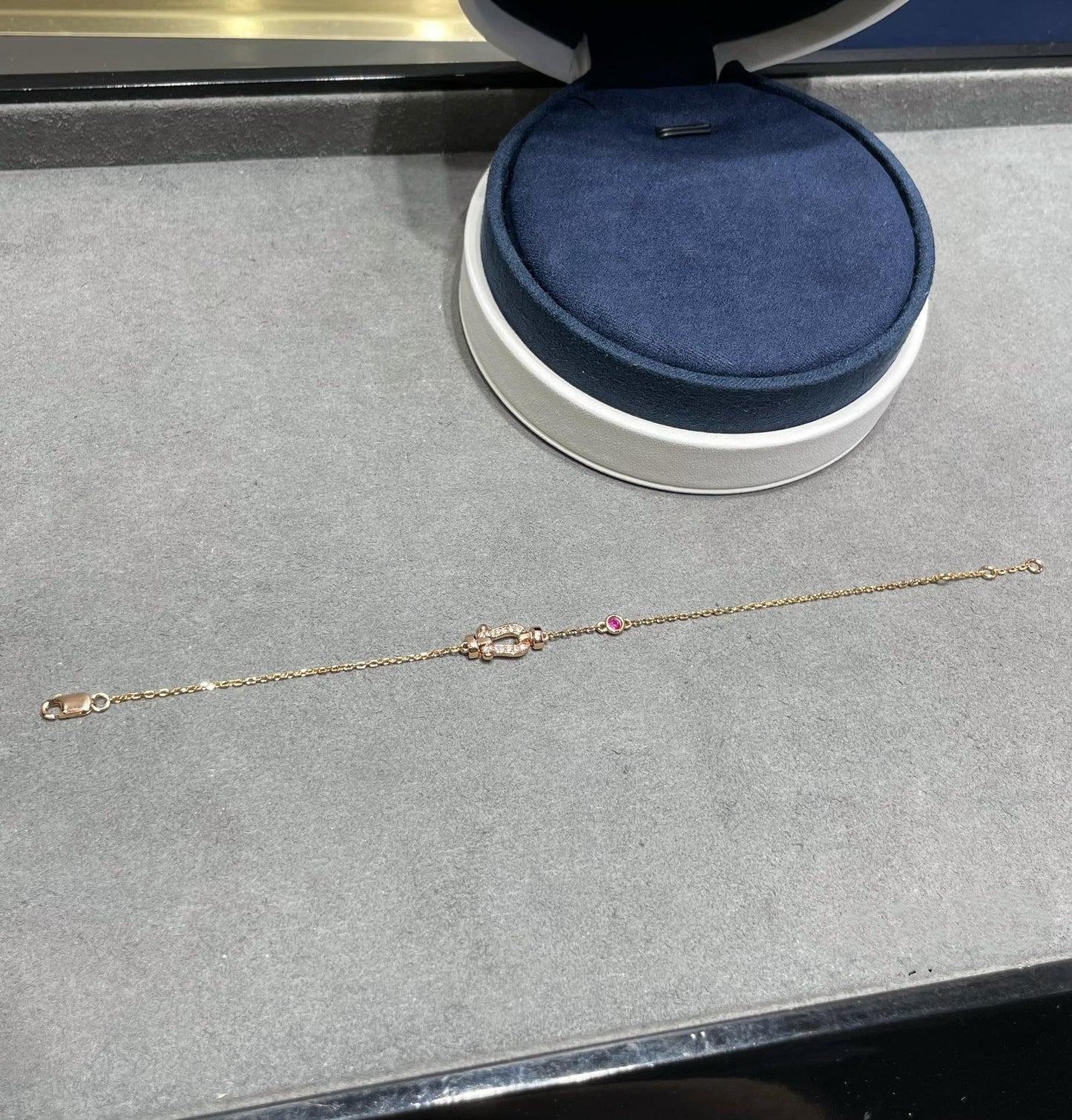 [Ornora Jewelry]FORCE 10 DIAMOND CHAIN LINK PINK GOLD BRACELET