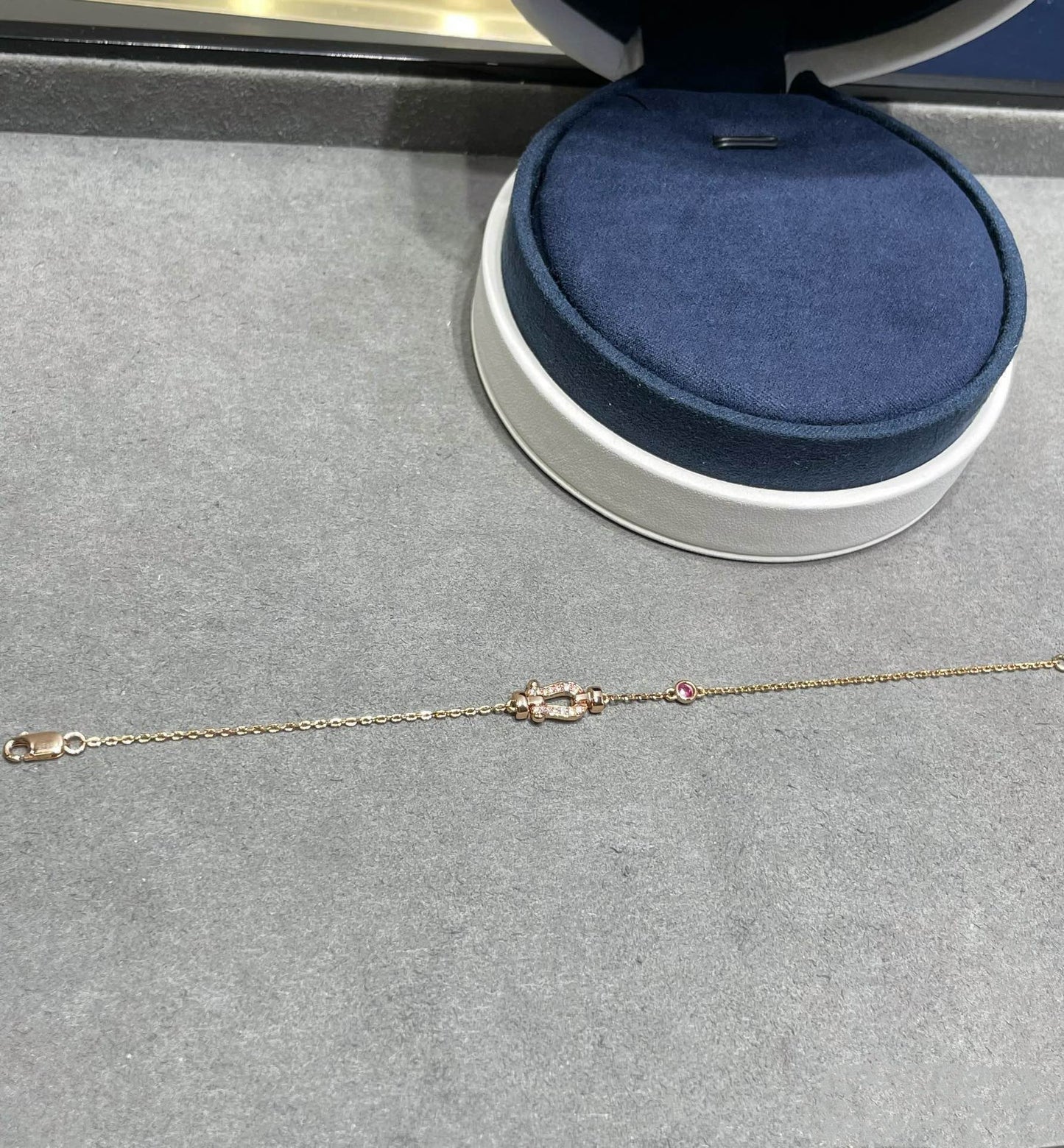 [Ornora Jewelry]FORCE 10 DIAMOND CHAIN LINK PINK GOLD BRACELET