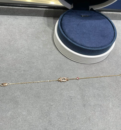 [Ornora Jewelry]FORCE 10 DIAMOND CHAIN LINK PINK GOLD BRACELET