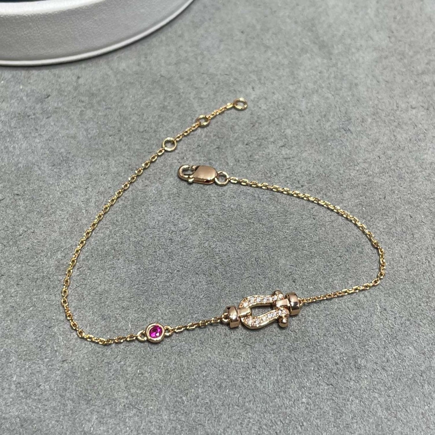 [Ornora Jewelry]FORCE 10 DIAMOND CHAIN LINK PINK GOLD BRACELET