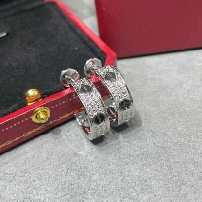 [Ornora Jewelry]LOVE CERAMIC DIAMOND PAVED SILVER EARRINGS