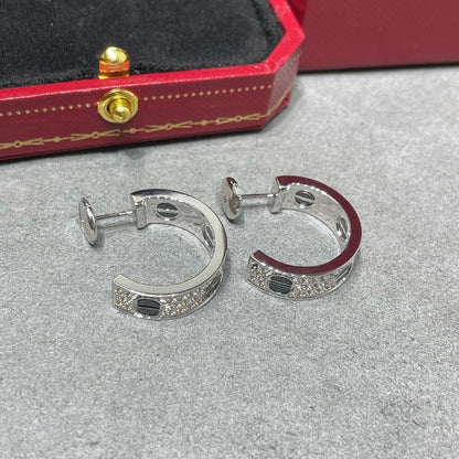 [Ornora Jewelry]LOVE CERAMIC DIAMOND PAVED SILVER EARRINGS