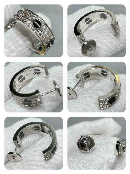 [Ornora Jewelry]LOVE CERAMIC DIAMOND PAVED SILVER EARRINGS