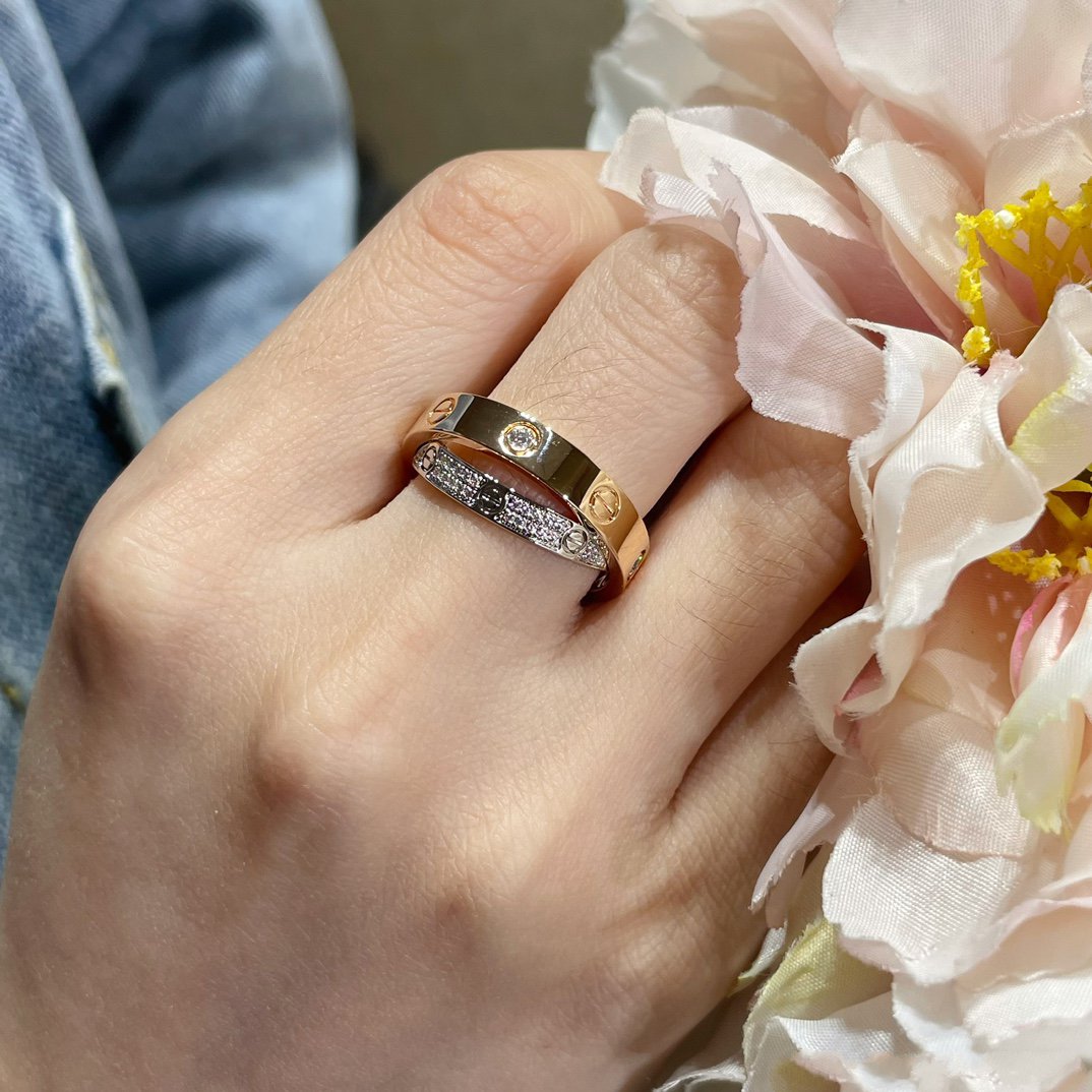 [Ornora Jewelry]LOVE PINK GOLD SILVER DIAMOND DOUBLE RING
