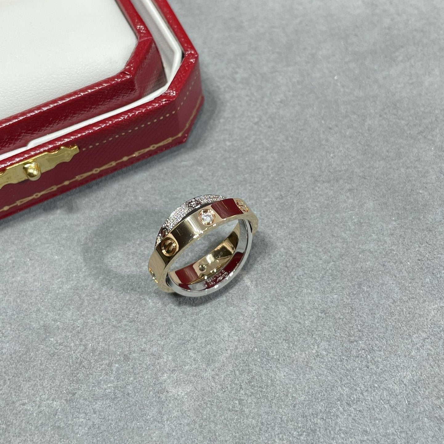 [Ornora Jewelry]LOVE PINK GOLD SILVER DIAMOND DOUBLE RING