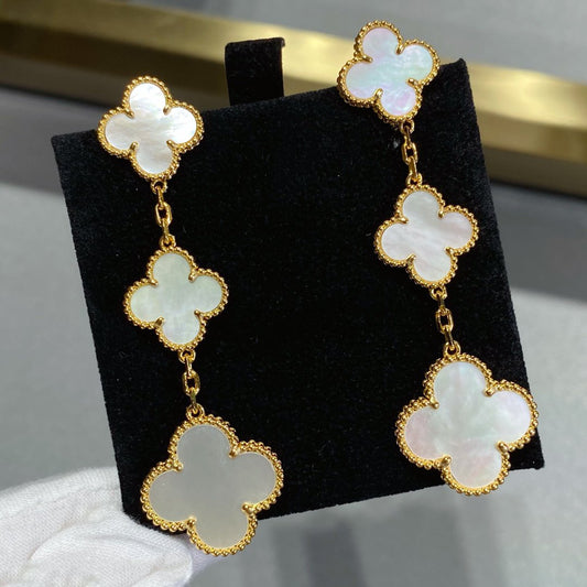 [Ornora Jewelry]CLOVER MOP 3 MOTIFS GOLD EARRINGS