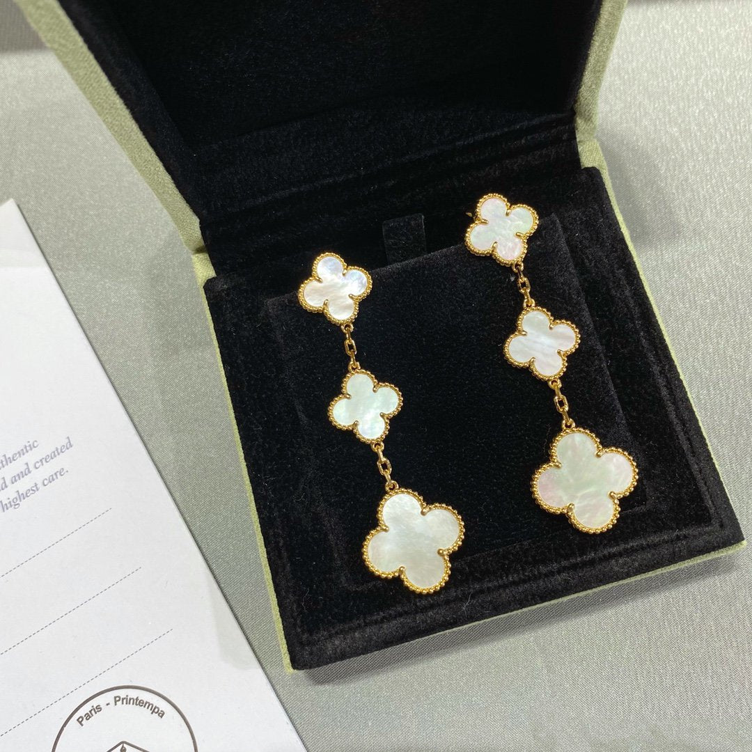 [Ornora Jewelry]CLOVER MOP 3 MOTIFS GOLD EARRINGS