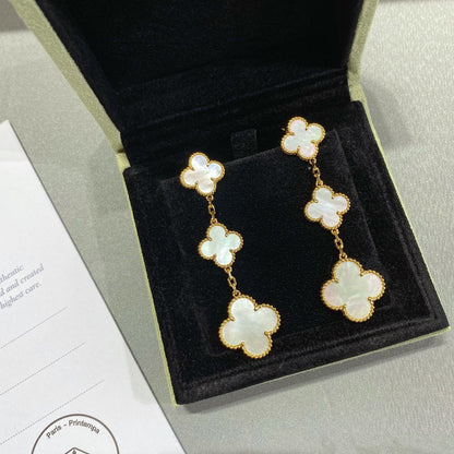 [Ornora Jewelry]CLOVER MOP 3 MOTIFS GOLD EARRINGS