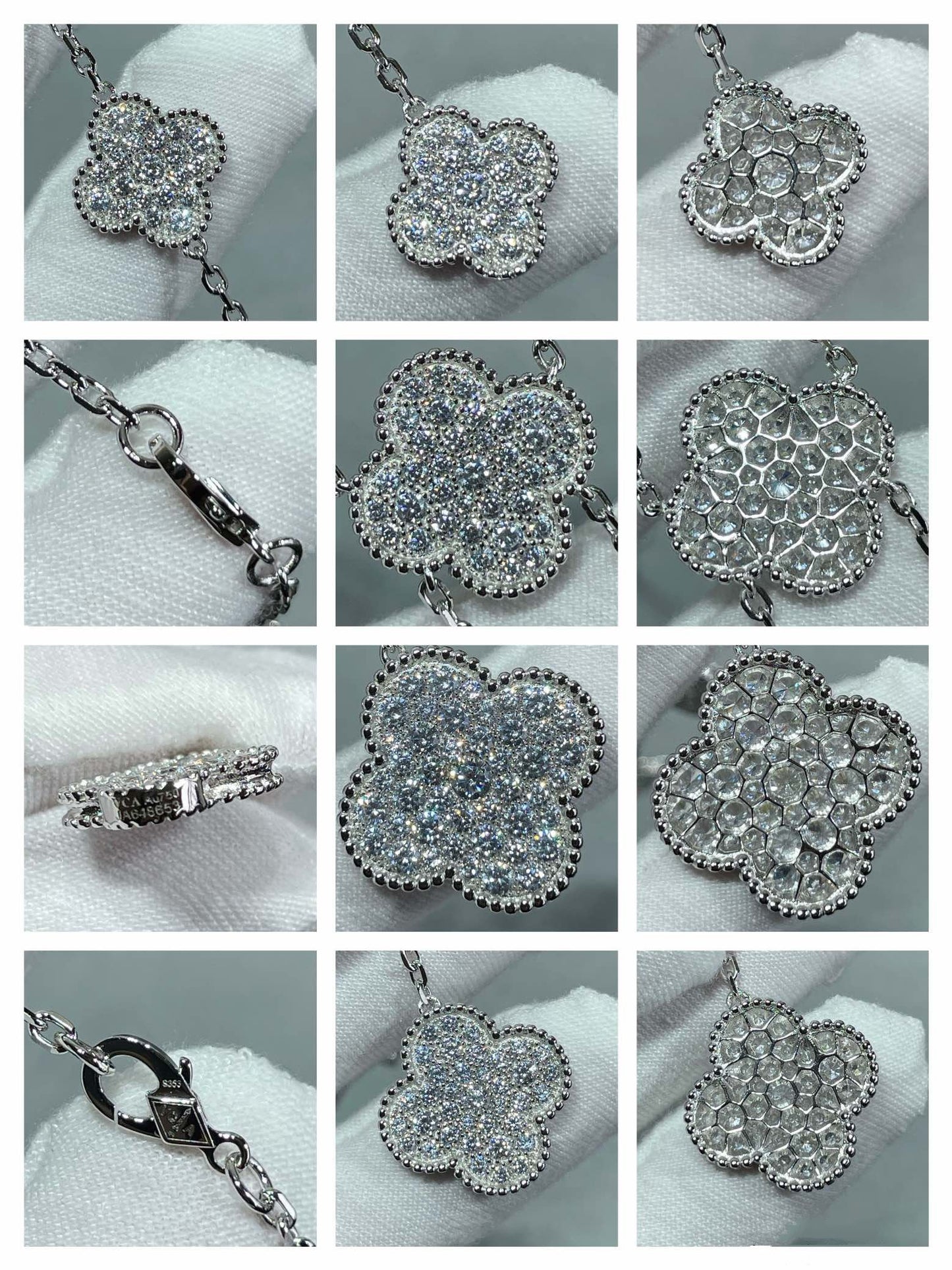 [Ornora Jewelry]CLOVER 6 MOTIF DIAMOND PAVED NECKLACE