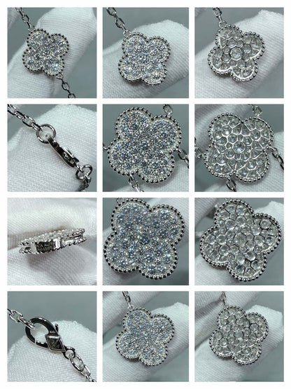 [Ornora Jewelry]CLOVER 6 MOTIF DIAMOND PAVED NECKLACE