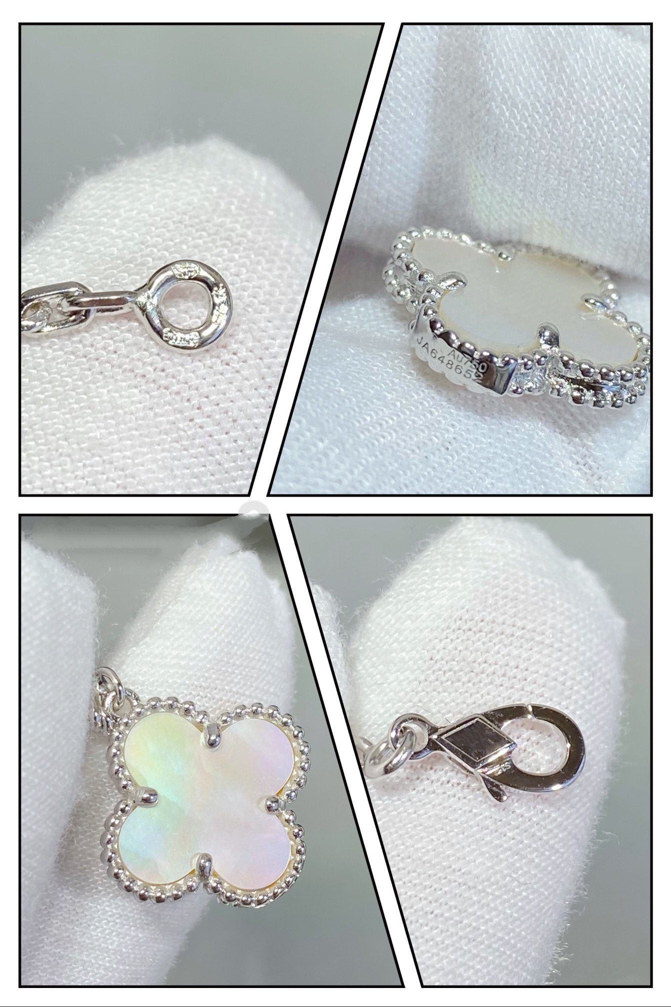 [Ornora Jewelry]CLOVER 5 MOTIF WHITE MOP SILVER BRACELET