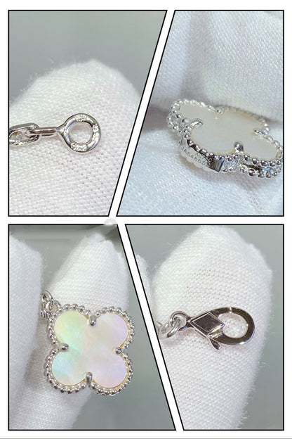 [Ornora Jewelry]CLOVER 5 MOTIF WHITE MOP SILVER BRACELET